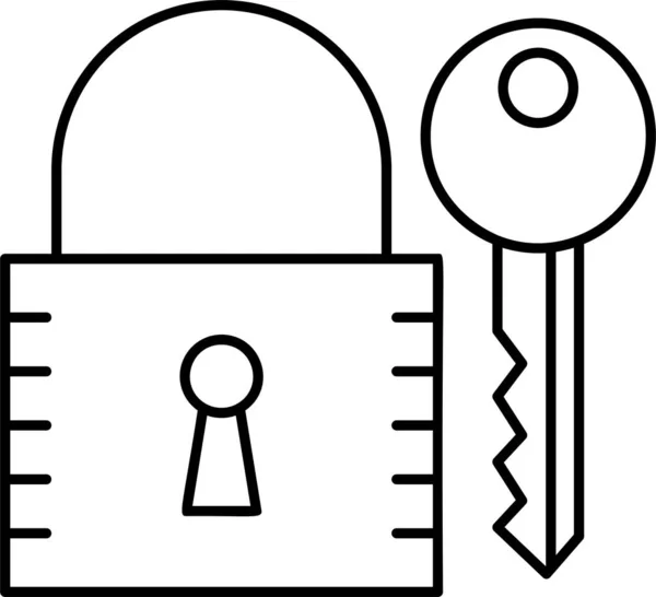 Schlüsselschloss Schutzsymbol Outline Stil — Stockvektor