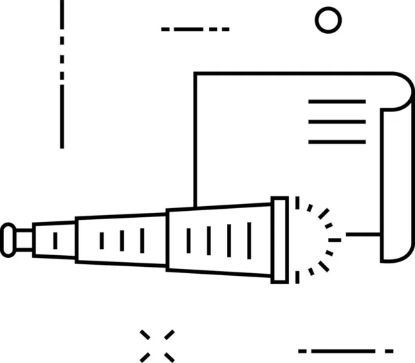 Icono Del Telescopio Documento Binocular Estilo Esquema — Vector de stock