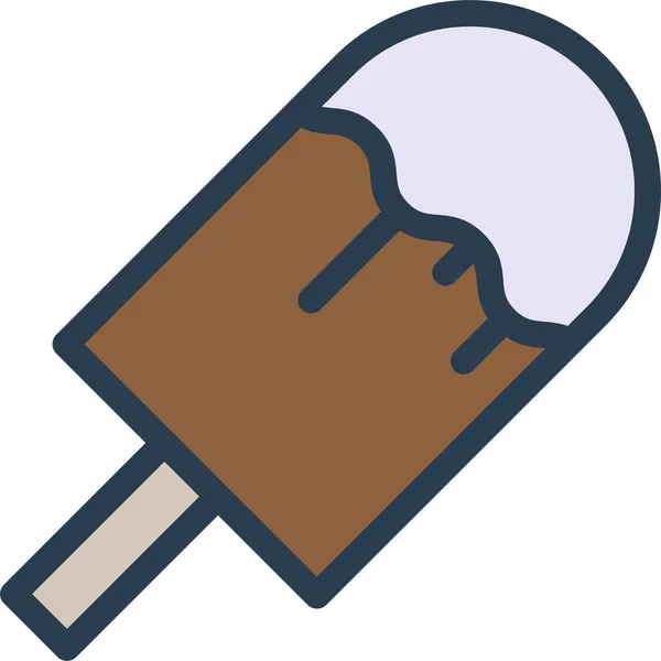 圆锥奶油冰淇淋图标 填充型 轮廓型 — 图库矢量图片