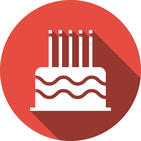 Икона Празднования Дня Рождения Торта Стиле Длинной Тени — стоковый вектор