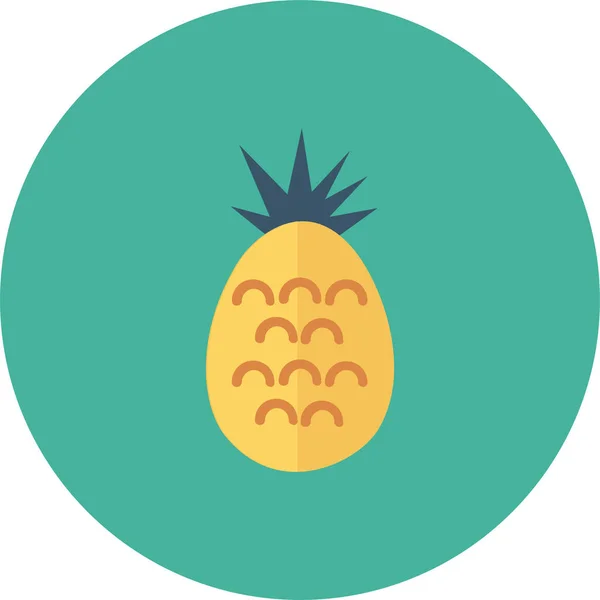 Ananas Yemek Meyve Simgesi Düz Stil — Stok Vektör