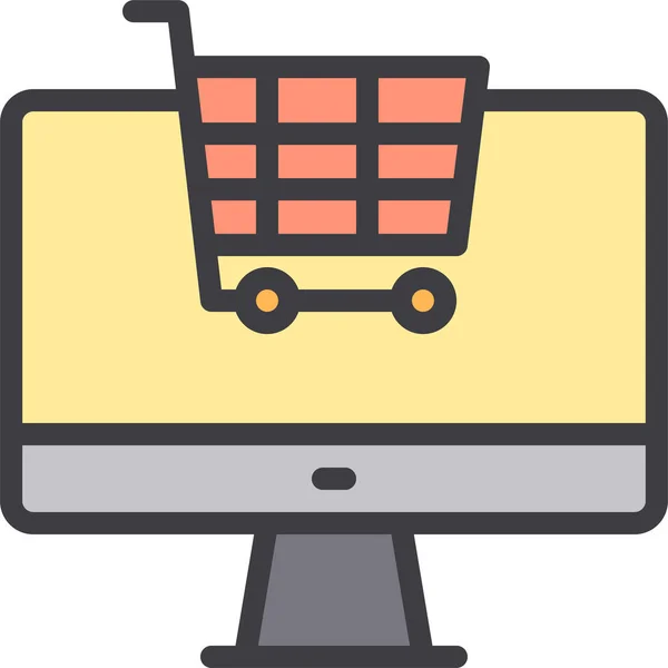 Εμπόριο Εικονίδιο Online Πώληση Στυλ Γεμάτο Περίγραμμα — Διανυσματικό Αρχείο