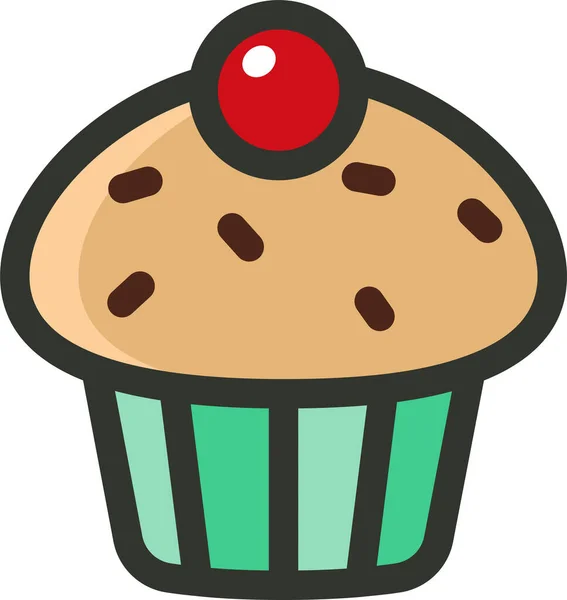 Muffin Cupcake Dessertsymbol Stil Gefüllter Umrisse — Stockvektor