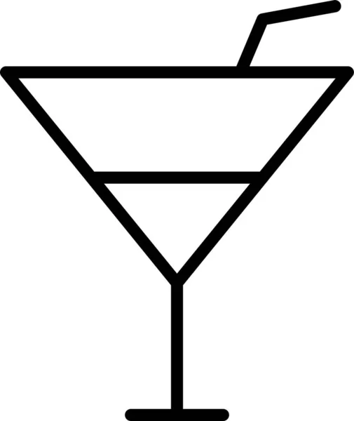 鸡尾酒饮料图标的轮廓风格 — 图库矢量图片