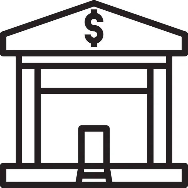 Icono Ciudad Edificio Del Banco Estilo Esquema — Vector de stock