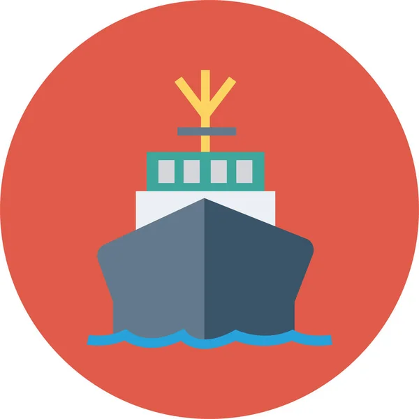 Boot Cruise Zee Icoon Platte Stijl — Stockvector