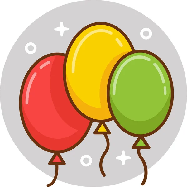 Значок Празднования Дня Рождения Воздушного Шара Стиле Заполненного Контура — стоковый вектор