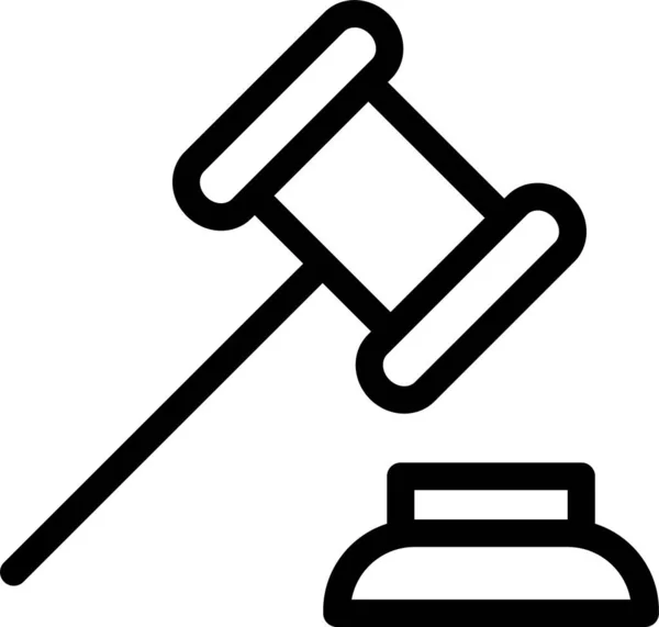 Δικαστήριο Σφυρί Εικονίδιο Της Δικαιοσύνης Στυλ Περίγραμμα — Διανυσματικό Αρχείο