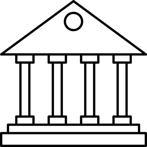 Icône Cour Bâtiment Banque Dans Style Contour — Image vectorielle