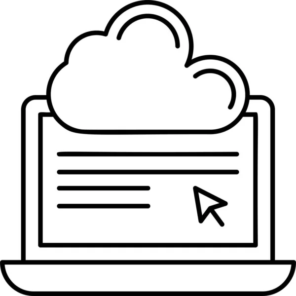 Εικονίδιο Φορητού Υπολογιστή Συσκευής Cloud Στυλ Περιγράμματος — Διανυσματικό Αρχείο