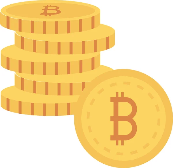 Ikona Monet Gotówkowych Bitcoiny Płaskim Stylu — Wektor stockowy