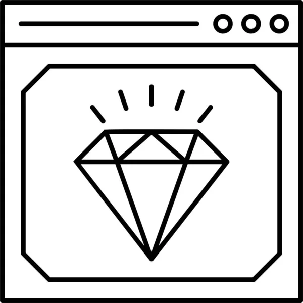 Ícone Finanças Diamante Navegador Estilo Esboço — Vetor de Stock