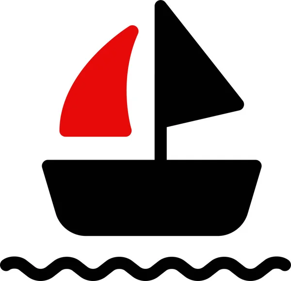 Boat Sailing Sea Icon Flat Style — Stock Vector