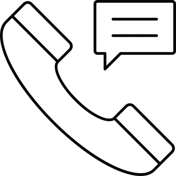 Icône Téléphone Message Appel Dans Style Contour — Image vectorielle