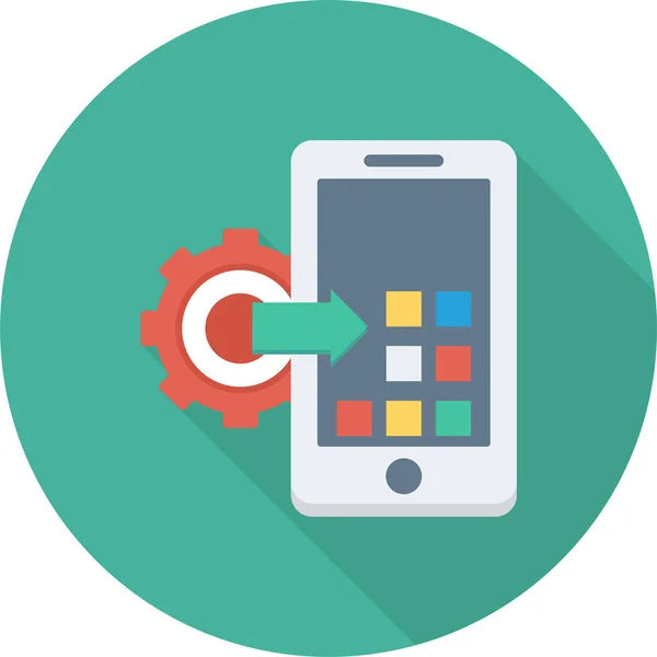App Alkalmazások Mobil Ikon Hosszú Árnyék Stílusban — Stock Vector