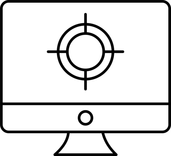 Отображение Значка Экрана Цели Стиле Контура — стоковый вектор