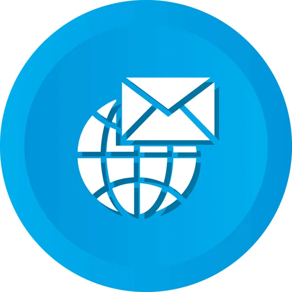Ícone Global Envelope Mail Estilo Crachá — Vetor de Stock