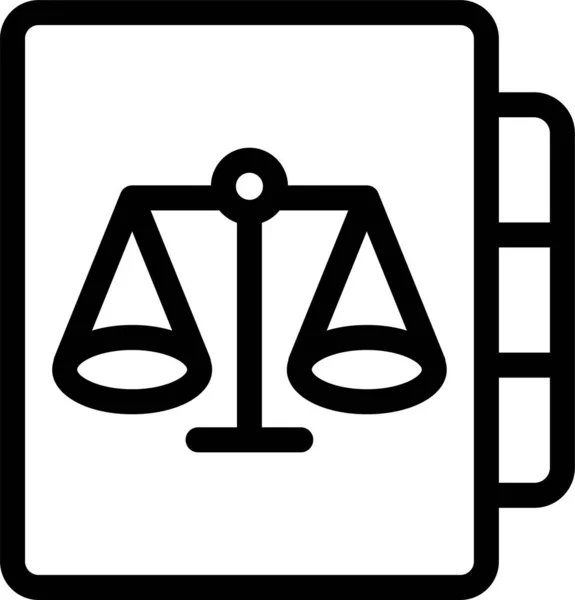 Ikona Soudního Dvora Knihy Stylu Osnovy — Stockový vektor
