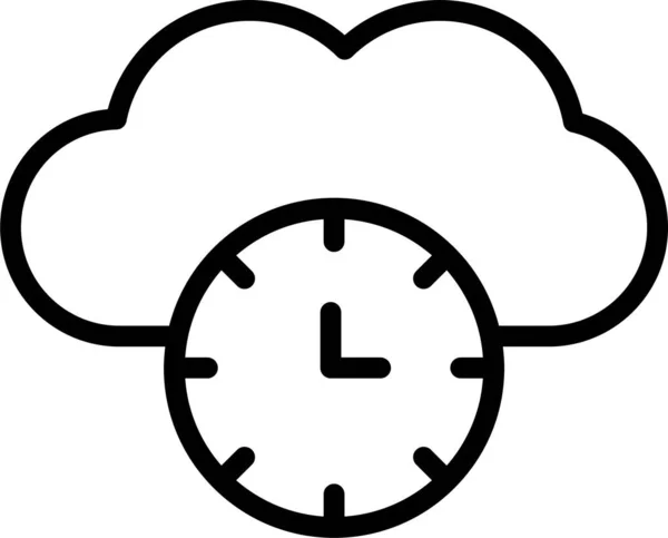 Saat Bulut Sunucusu Simgesi Ana Hat Biçiminde — Stok Vektör