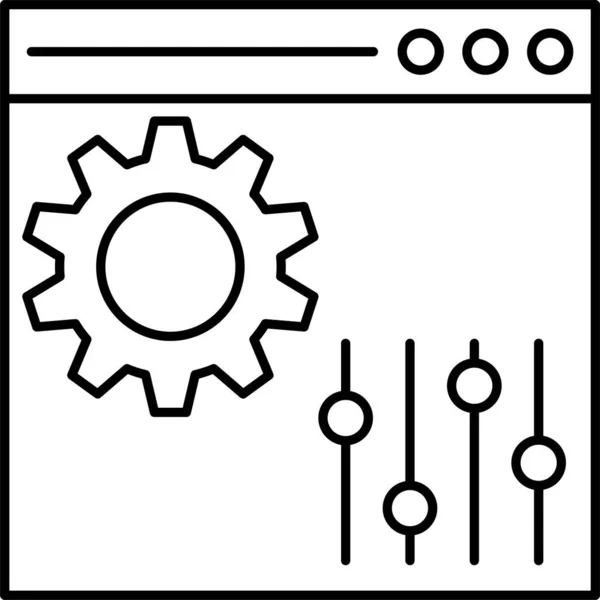 Icône Option Contrôle Navigateur Dans Style Contour — Image vectorielle