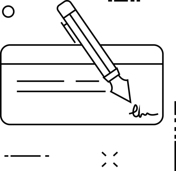 Cheque Finanzas Icono Dinero Estilo Esquema — Vector de stock