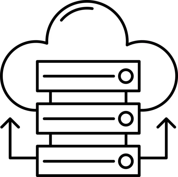 Cloud Datenbank Rechenzentrumssymbol Umrissstil — Stockvektor