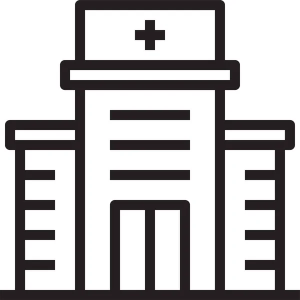 Будівництво Значка Міської Лікарні Контурному Стилі — стоковий вектор