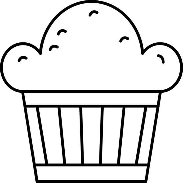 Cupcake Desszert Muffin Ikon Körvonalazott Stílusban — Stock Vector