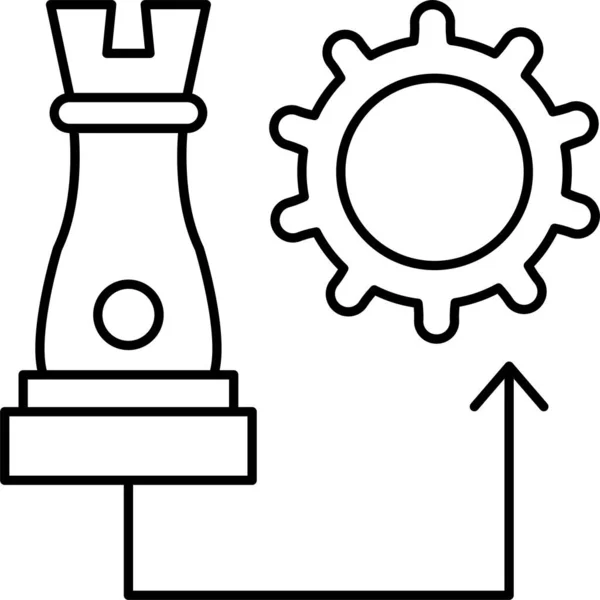 Icono Preferencia Planificación Engranajes Estilo Esquema — Archivo Imágenes Vectoriales