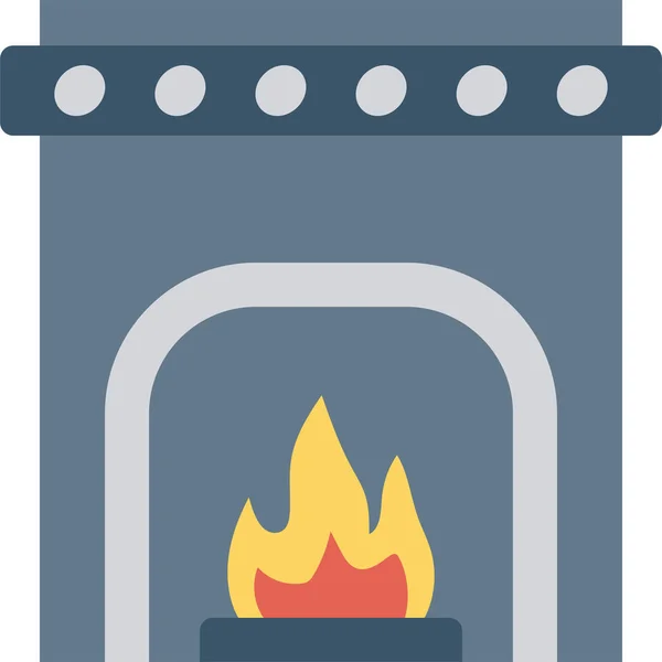 Chimenea Fuego Llama Icono Estilo Plano — Vector de stock