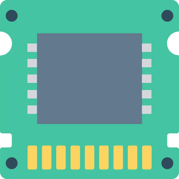 Chip Elektronica Hardware Icoon Platte Stijl — Stockvector