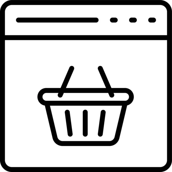 Web Browser Shopping Icoon Grote Lijnen — Stockvector