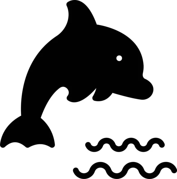 Pez Tiburón Marisco Icono Estilo Sólido — Vector de stock