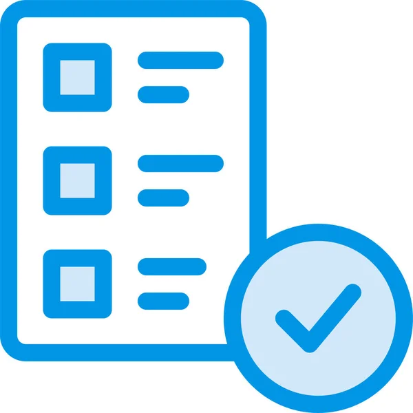 Liste Vérification Icône Fichier Document Dans Style Contour Rempli — Image vectorielle