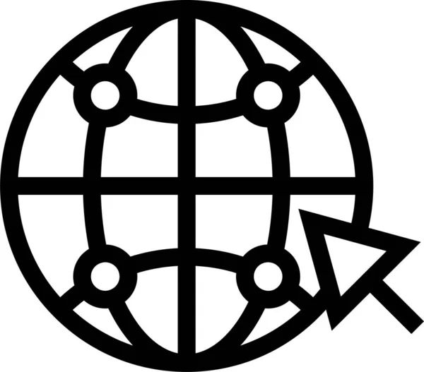 Klepněte Globální Ikonu Země Stylu Osnovy — Stockový vektor