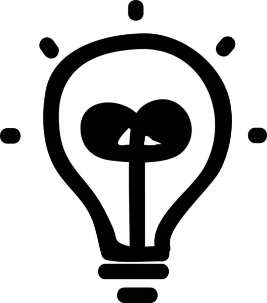 Lâmpada Ícone Ideia Eletricidade Estilo Desenhado Mão — Vetor de Stock