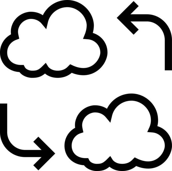 Облачно Серверный Значок Стиле Контура — стоковый вектор