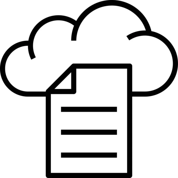 Cloud Computing Document Pictogram Grote Lijnen — Stockvector