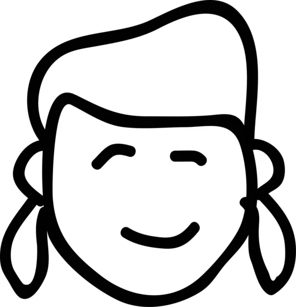 Bebé Amigable Chica Icono Estilo Dibujado Mano — Vector de stock