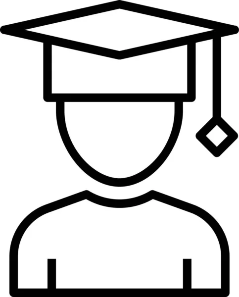 Απόφοιτος Φοιτητής Αποφοίτησης Εικονίδιο Στο Περίγραμμα Στυλ — Διανυσματικό Αρχείο