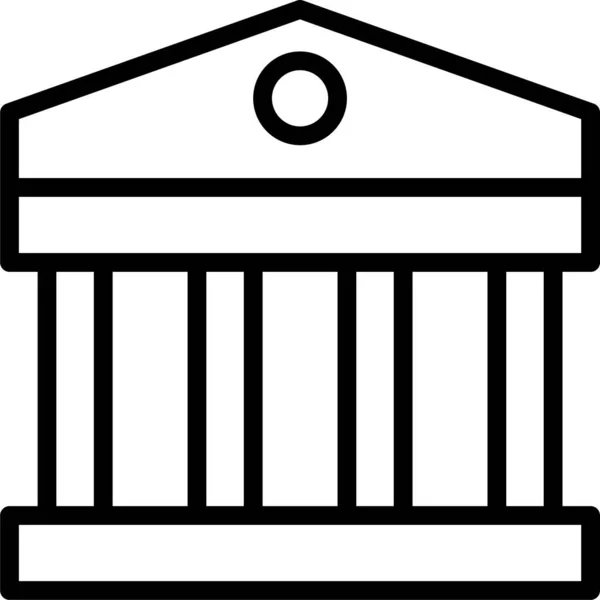 Ícone Tribunal Construção Banco Estilo Esboço —  Vetores de Stock