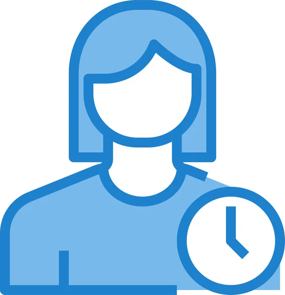 Avatar Clock Female Icon Filled Outline Style — Stock Vector