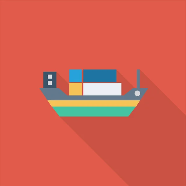 Auto Barco Icono Carga Estilo Sombra Larga — Vector de stock