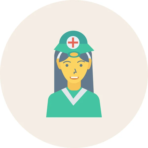 Avatar Médico Icono Femenino Estilo Plano — Vector de stock