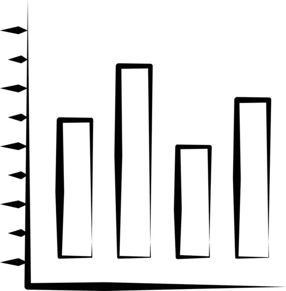 Analytics Balkendiagramm Symbol Handgezeichnetem Stil — Stockvektor