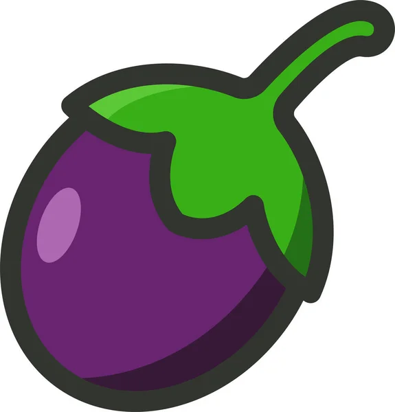 Aubergine Brinjal Aubergine Icône Dans Style Contour Rempli — Image vectorielle