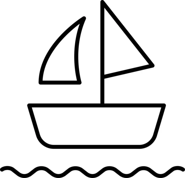 Човен Вітрильний Морський Значок Стилі Контур — стоковий вектор