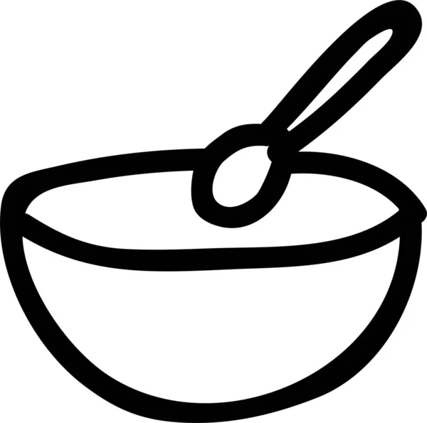 Миска Їжа Значок Намальованому Стилі — стоковий вектор