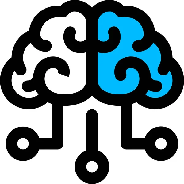 Τεχνητή Νοημοσύνη Του Εγκεφάλου Εικονίδιο Στυλ Γεμάτο Περίγραμμα — Διανυσματικό Αρχείο