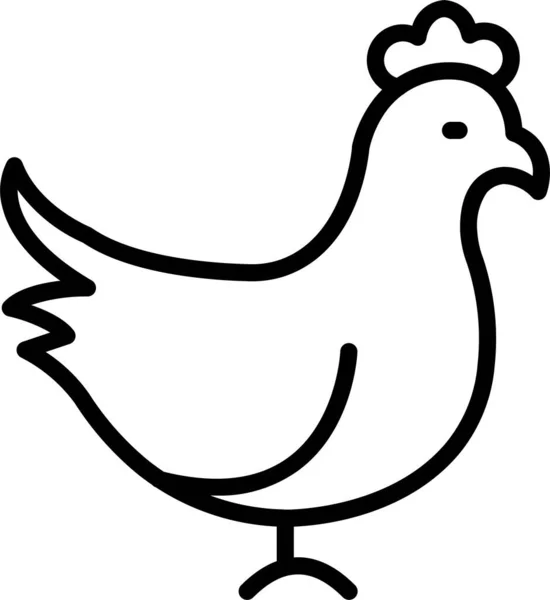 Icône Animal Ferme Poulet Dans Style Contour — Image vectorielle